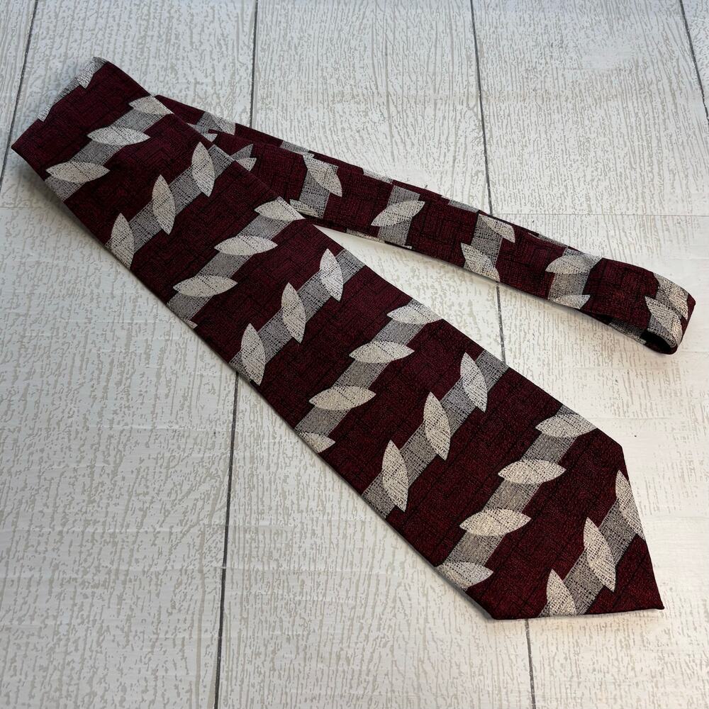 Stafford Executive Burgundy Silk Tie Silver Design